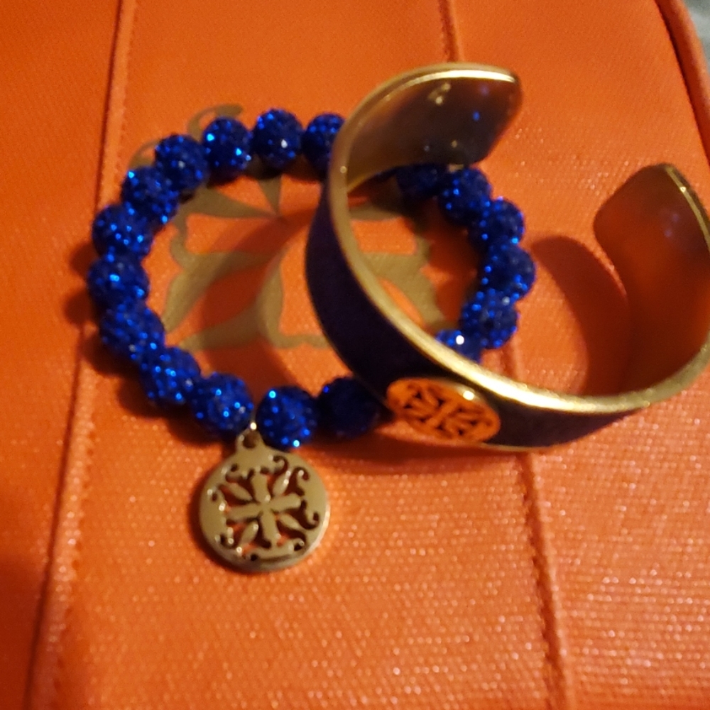 Cobalt Blue Rustic Cuff Duo! Stingray and Emerson